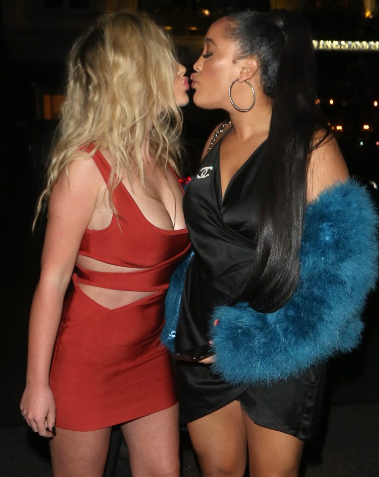  Chloe and Natalie were pictured in high spirits during the evening before they romped with Dan in a London hotel