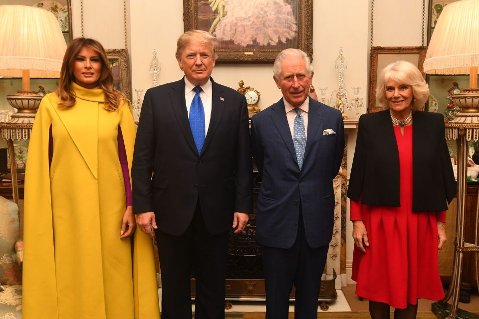  she Prince of Wales and the Duchess of Cornwall meets US President Donald Trump and wife Melania at Clarence House