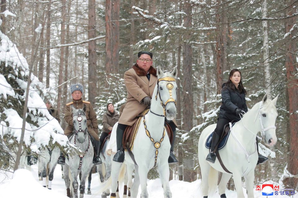  Kim Jong Un was pictured riding a white horse near the historic Mount Paektu in North Korea