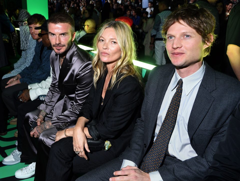  David nabbed a front row seat beside Kate Moss and her boyfriend Nikolai von Bismarck