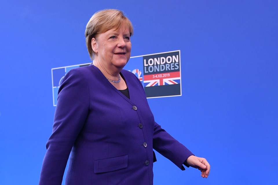  Angela Merkel arrives for the Nato summit this morning