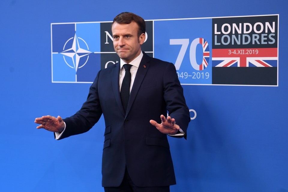  Emmanuel Macron arrives for the Nato summit in Watford this morning