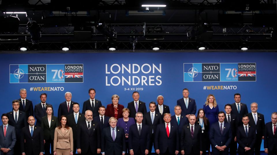  All of leaders for the 29 member states of Nato pose for a picture before their meeting