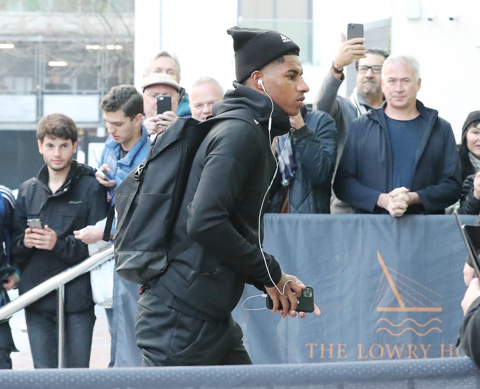  Marcus Rashford was seen heading into the Lowry for the pre-match meeting