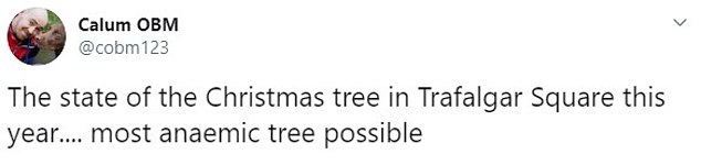  One Twitter user labelled the tree the 'most anaemic possible'