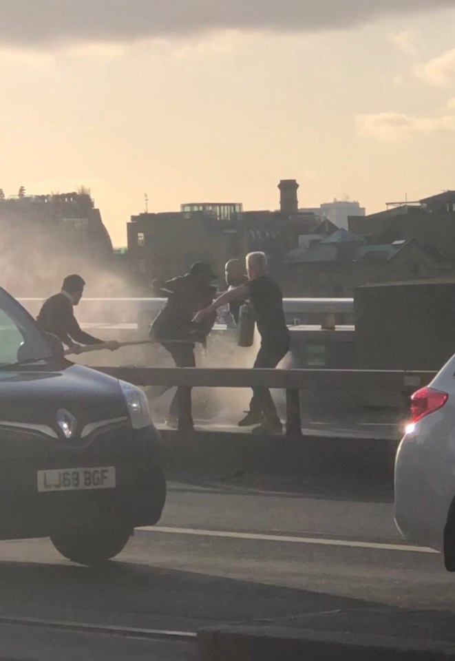 Brave members of the public and police officers take out evil terrorist Khan on London Bridge