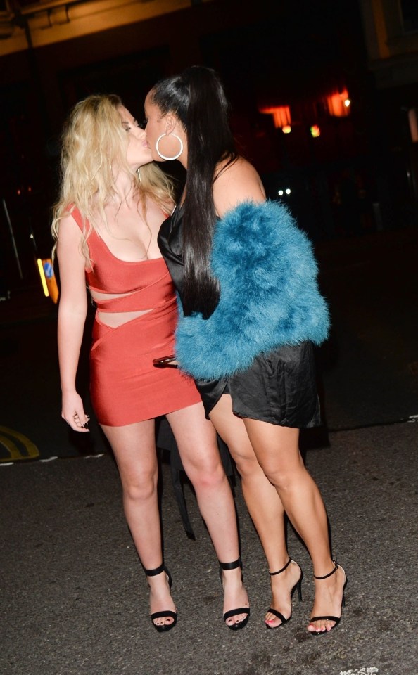  Natalie Nunn and Chloe Ayling seen kissing after enjoying a dinner with pals at Mr Chow's in London