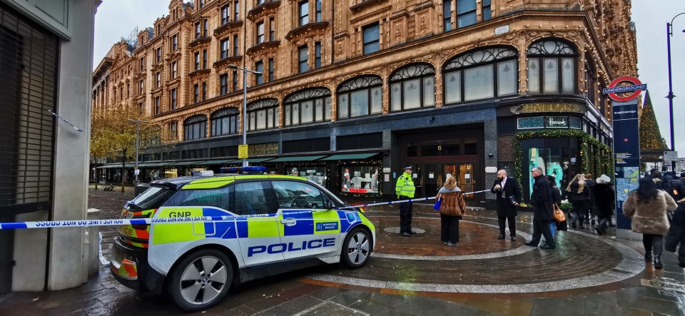  A man in his 20s was stabbed to death in a knife brawl outside Harrods in Knightsbridge shortly after midnight on December 6