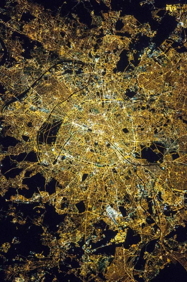  Lodgers aboard the ISS get stunning views of cities on cloudless nights. This shot of Paris was taken by in April, 2015