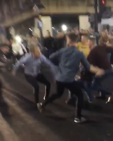  Men traded blows in ugly scenes on Grainger Street in Newcastle after Anthony Joshua beat Andy Ruiz