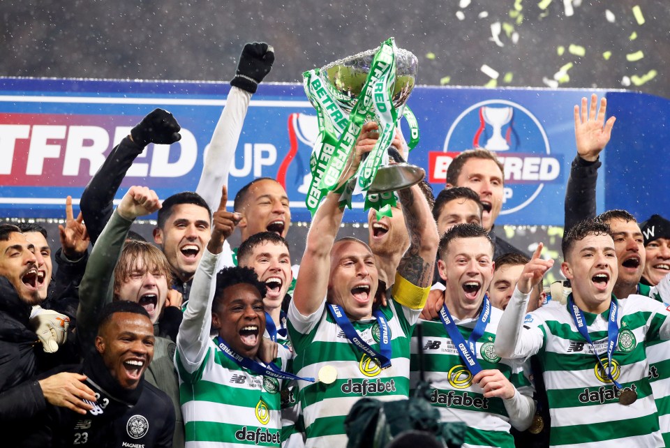  Celtic sneaked home against Rangers to win their tenth successive domestic trophy