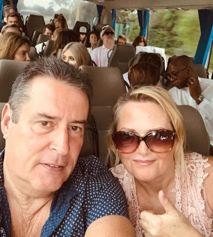  Jacqueline's parents are pictured on the I'm A Celebrity bus to the show's finale this month