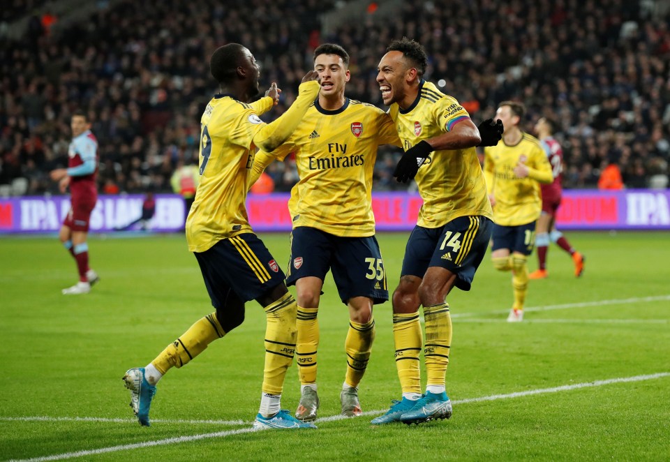  Arsenal moved up to ninth in the table after beating West Ham 3-1 on Monday night