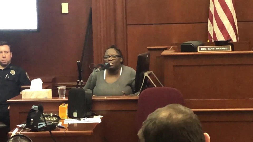  Weeping Geraldine Perkins testified against her ex-boyfriend Ryshiem Smith on Monday