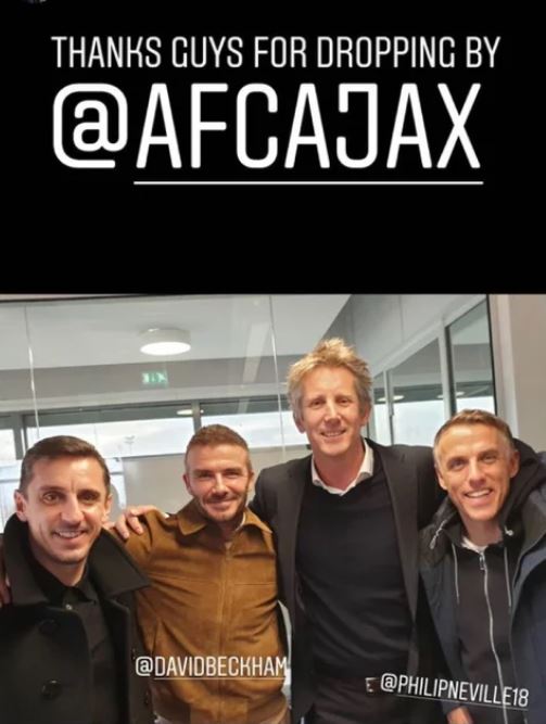  David Beckham has been handed tips on player management by fellow Man Utd legend and Ajax CEO Edwin van Der Sar