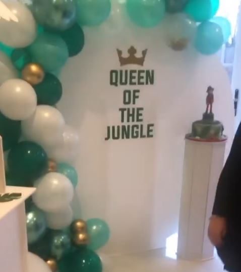  The wall had been decorated to read Queen of the Jungle