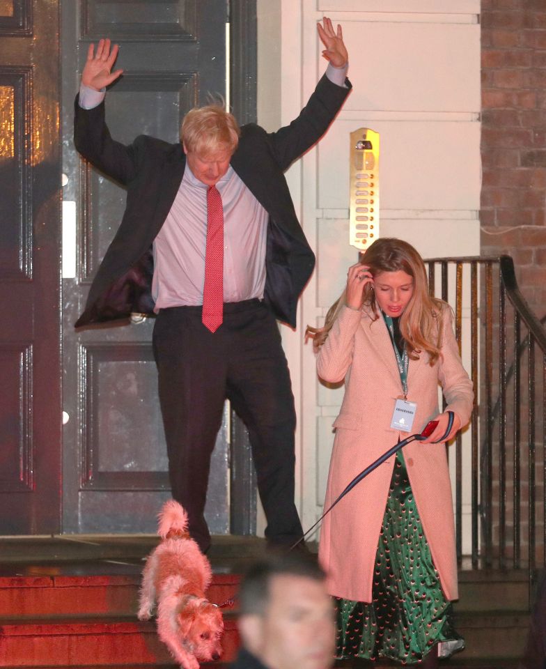  Boris Johnson raised his hands in triumph after thanking activists at CCHQ