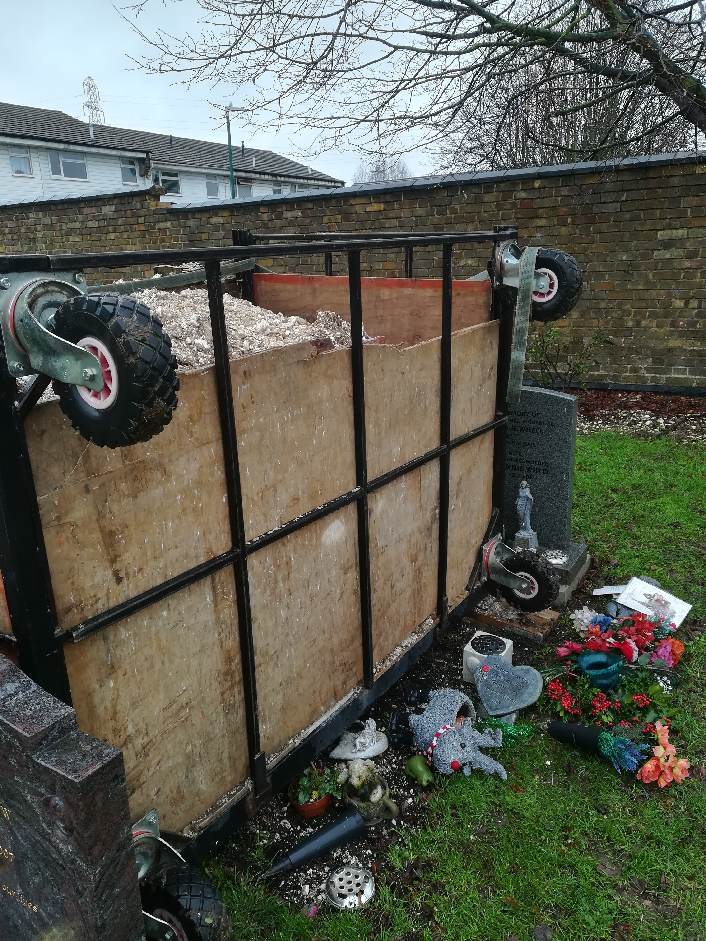  A truck filled with rubbish and dirt was dumped on Catherine's grandmother's grave in Stone Cemetery.