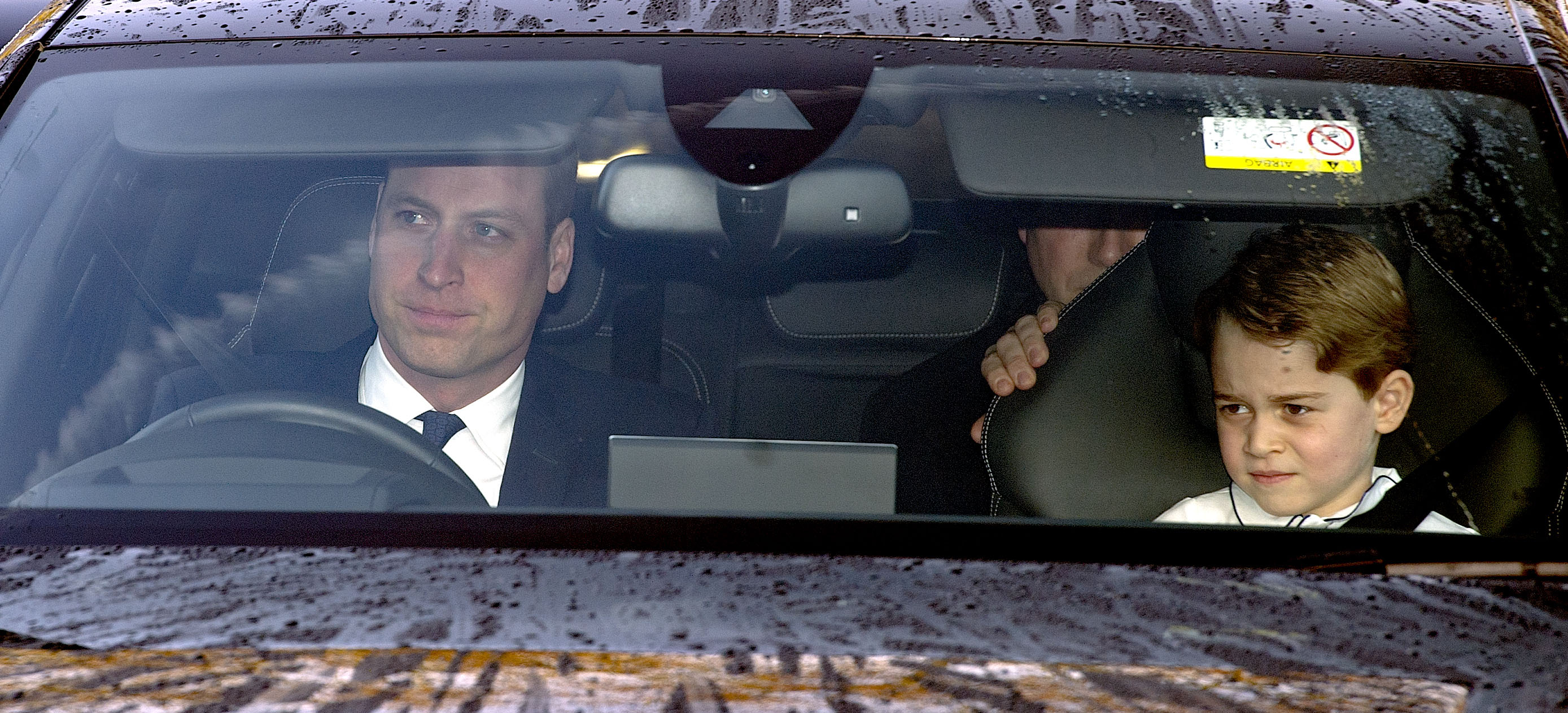 Prince William and Prince George arrived separately for the Queen's meal