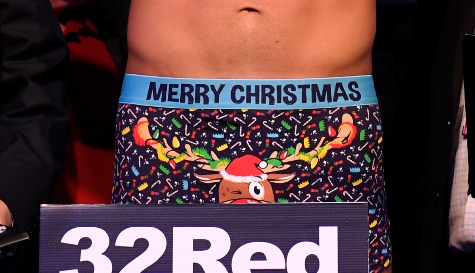  Tommy Fury arrived wearing a pair of festive undies