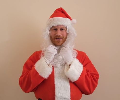  Prince Harry today released a touching Christmas message, dressed as a jolly Santa