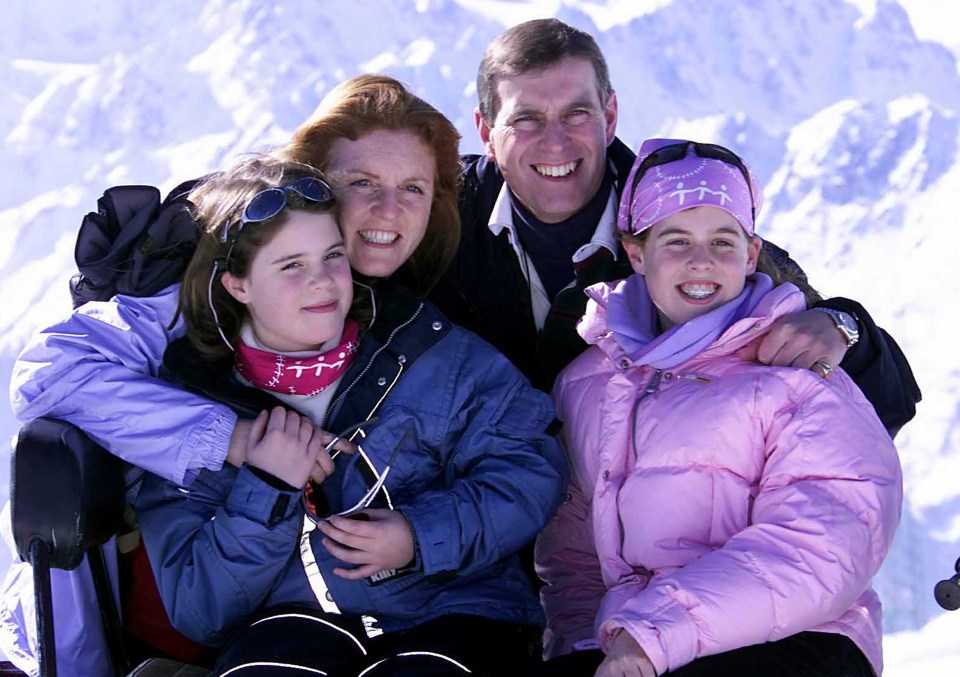 The Duke of York with ex-wife Sarah Ferguson and daughters Beatrice and Eugenie