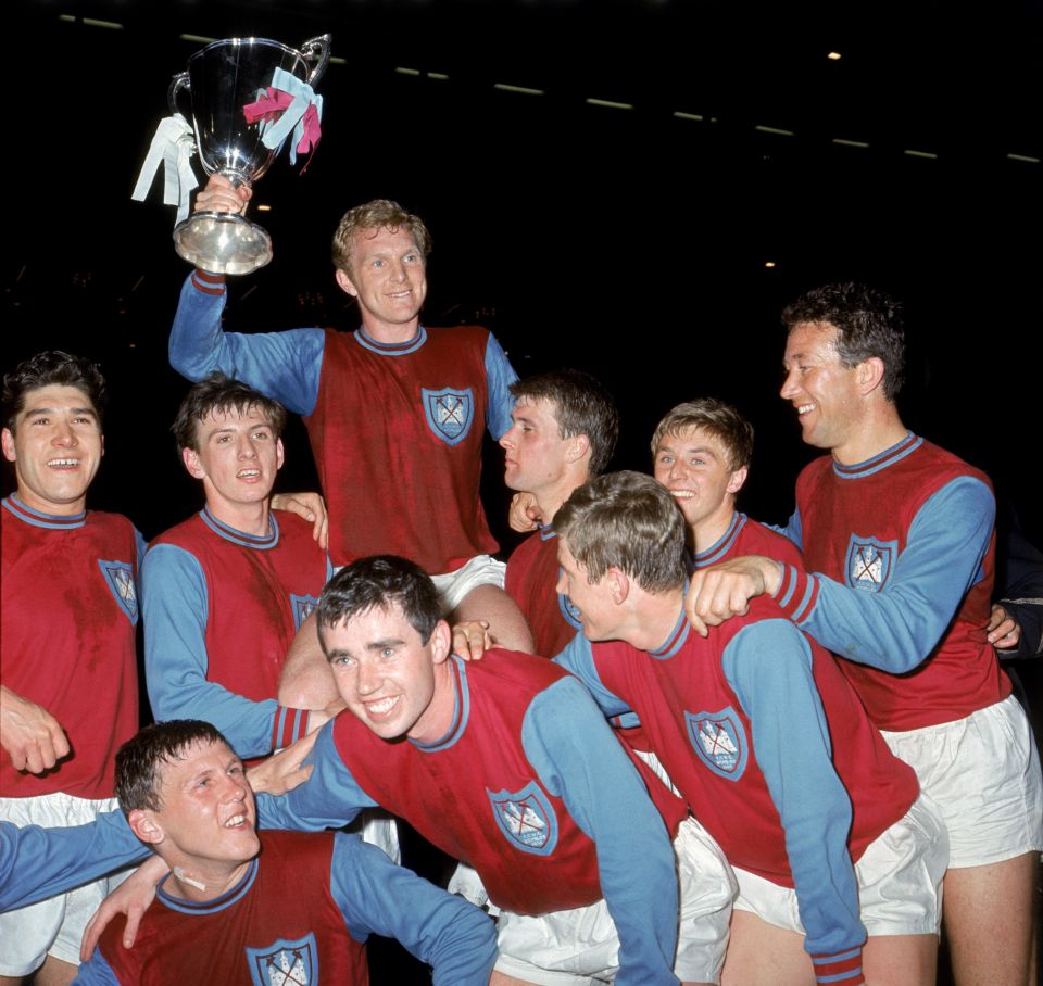  Peters (second from left) also enjoyed success at club level winning the 1965 European Cup Winners' Cup with West Ham as well as winning two League Cups and a Uefa Cup with Spurs