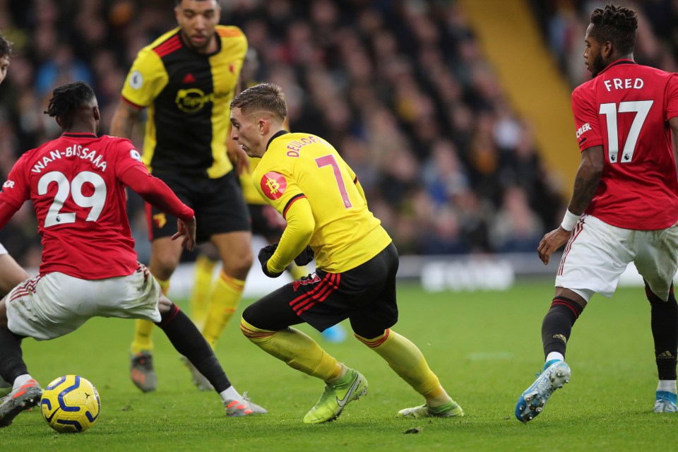 Aaron Wan-Bissaka gave away the penalty and then struggled to cope with Gerard Deulofeu