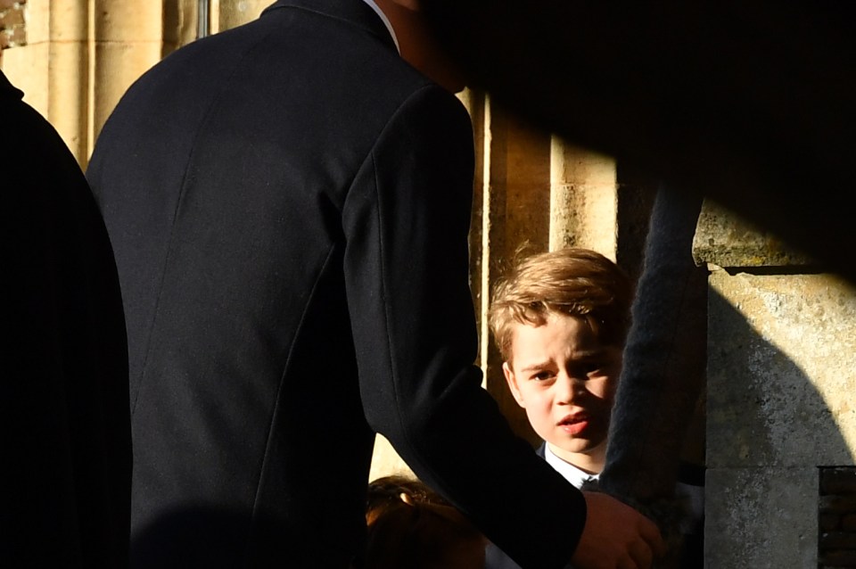  Six-year-old Prince George pictured outside the church on a beautiful Christmas Day morning