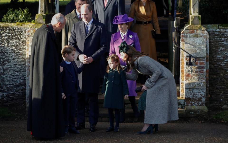  The royals congregate outside the church on the Sandringham estate