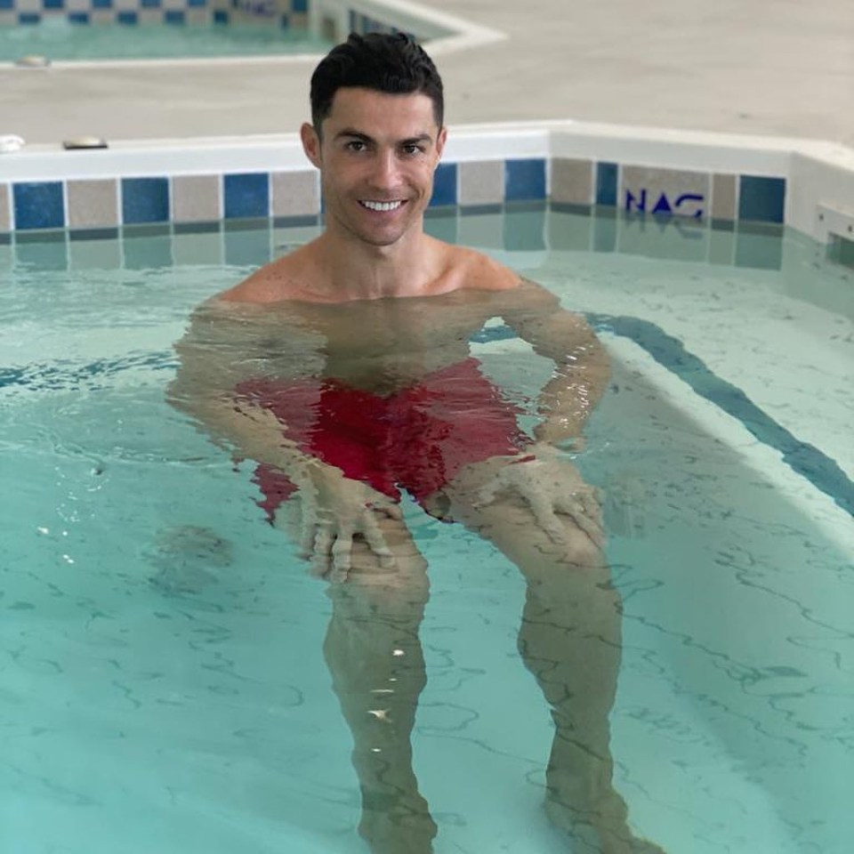  Cristiano Ronaldo smiles as he worked out before Juventus play Cagliari