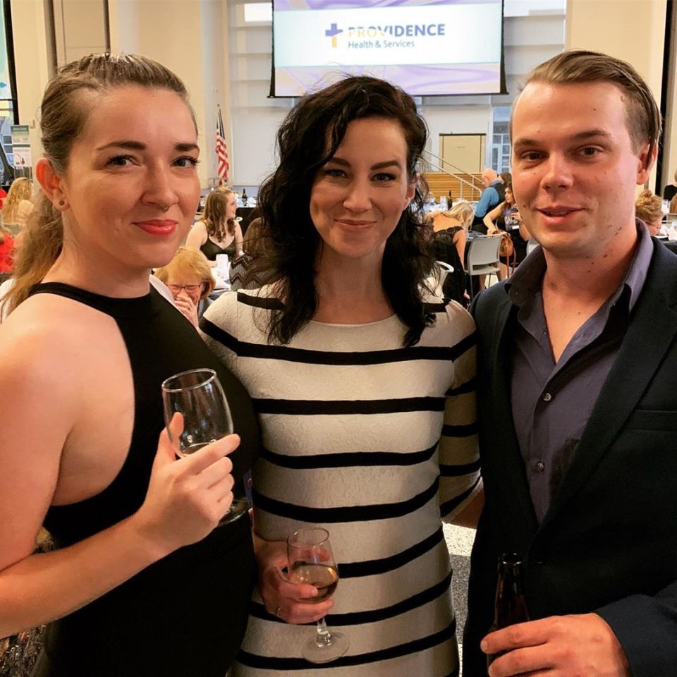 Cameron McGee (right) and his wife Mackenzie (left) have been in a relationship with Naomi Snell (centre) since October 2018