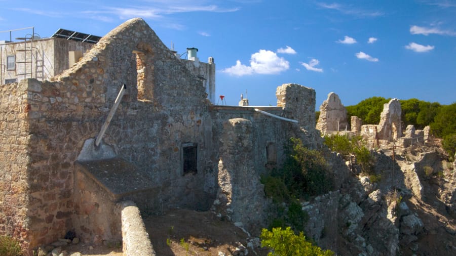  Ruins of the island's luxury villa can be seen