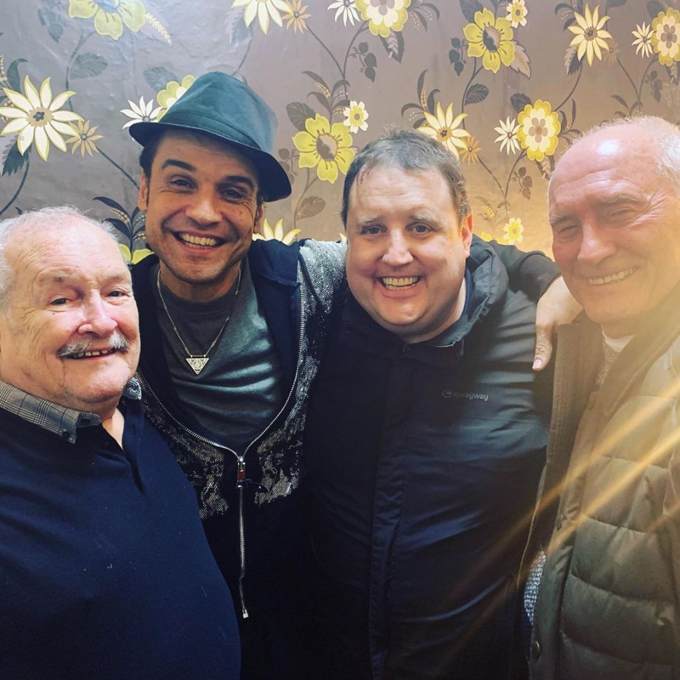  Peter made a rare appearance at the panto on Friday alongside showbiz pals Tommy Cannon, Bobby Ball and X Factor’s Chico Slimani