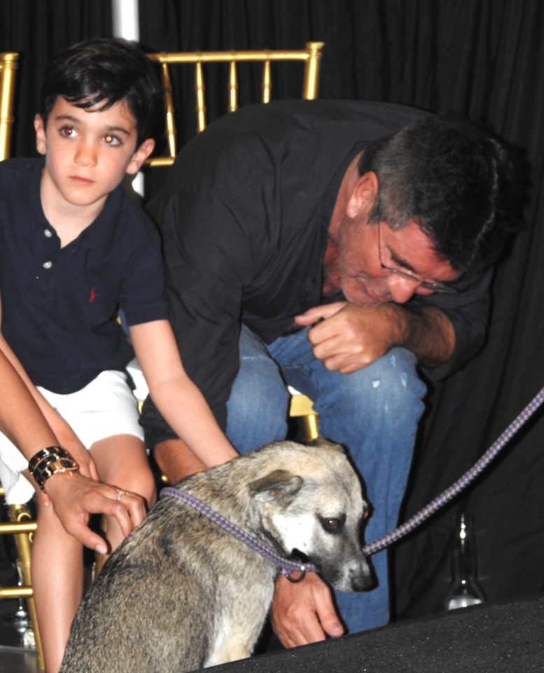  The music mogul and son Eric made a fuss of one pooch