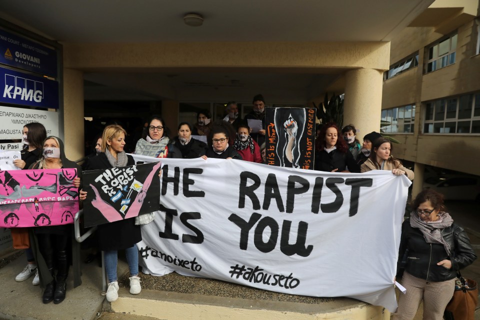  Protesters outside the court yelled 'we believe you' as the teen left today