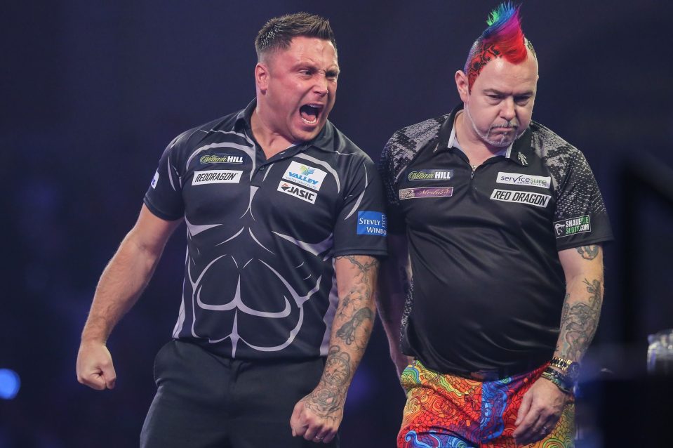  Peter Wright, right, did not shake hands with Gerwyn Price after this Ally Pally Grudge Match