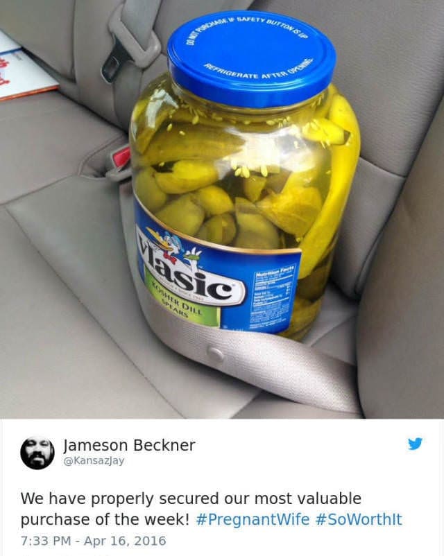 At least the pickle jar is wearing its seat belt 