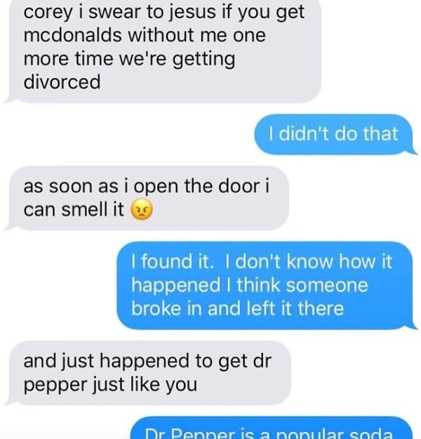 Never try and lie about food to a pregnant woman 