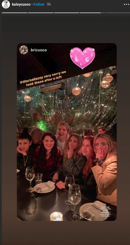  Kaley shared a group shot from her night out with friends on her Instagram Story