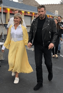 Olivia Newton-John and John Travolta dressed as their Grease characters for the first time in 41 years