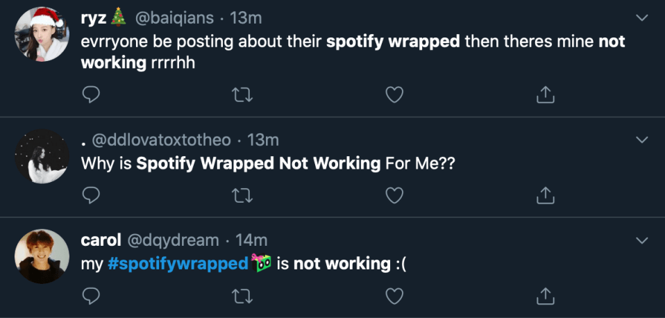  Users took to Twitter to vent their frustrations with Spotify Wrapped not working 