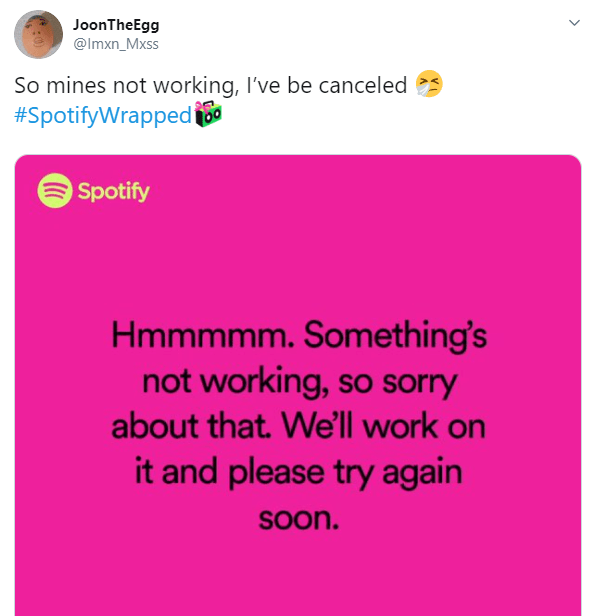  Some users are shown an error message when they try to access Spotify Wrapped 2019