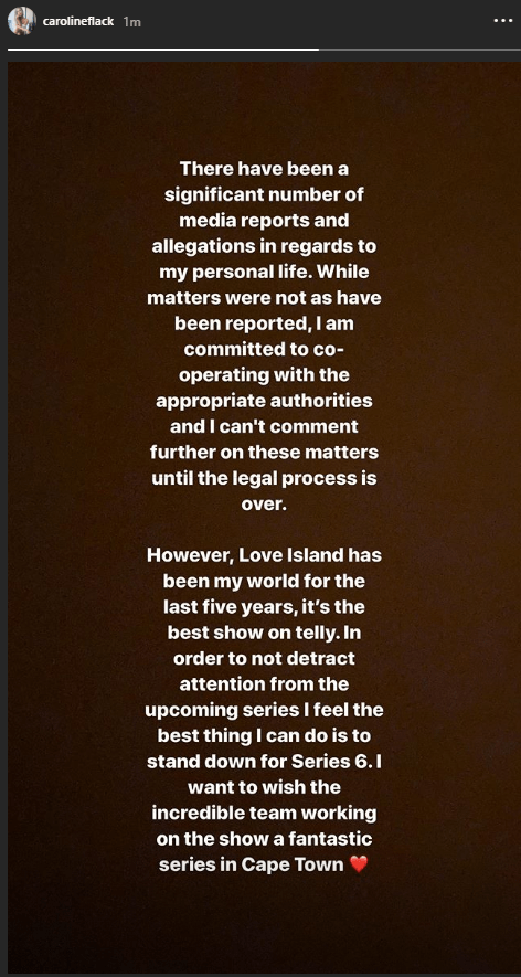  Caroline posted this statement on Instagram today