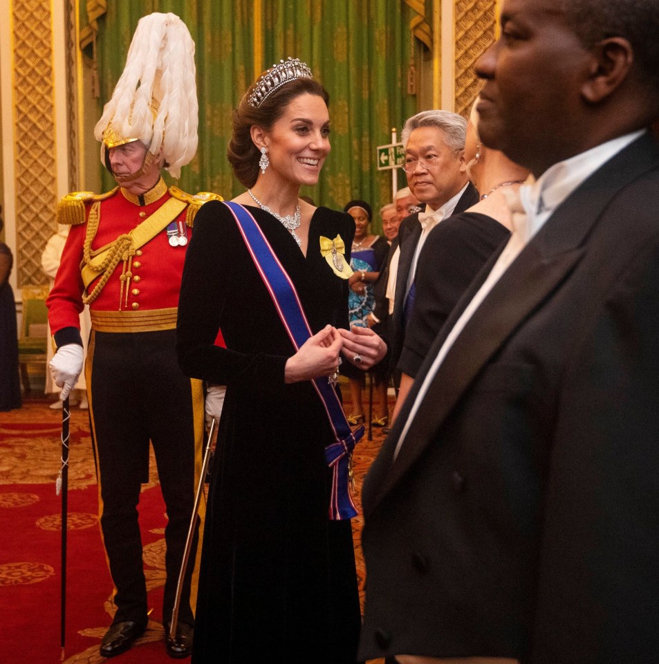 Kate beamed as she chatted with guests at tonight's reception 