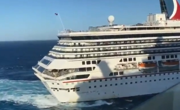  Carnival Glory pulled away with damage from Carnival Legend after yesterday morning's collision