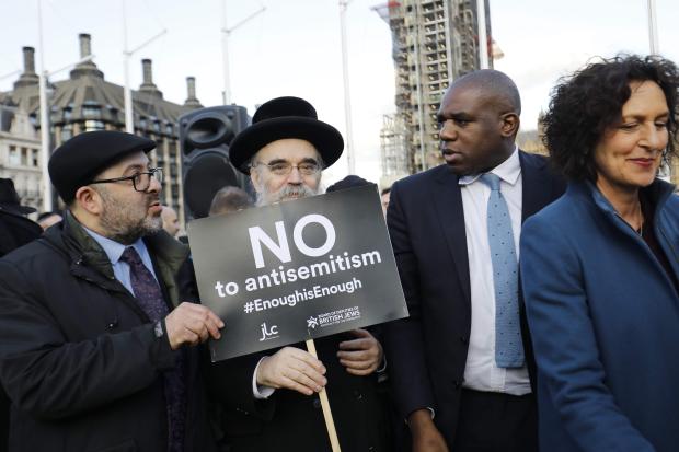  Labour MP David Lammy attends a protest calling for Jeremy Corbyn to tackle anti-Semitism