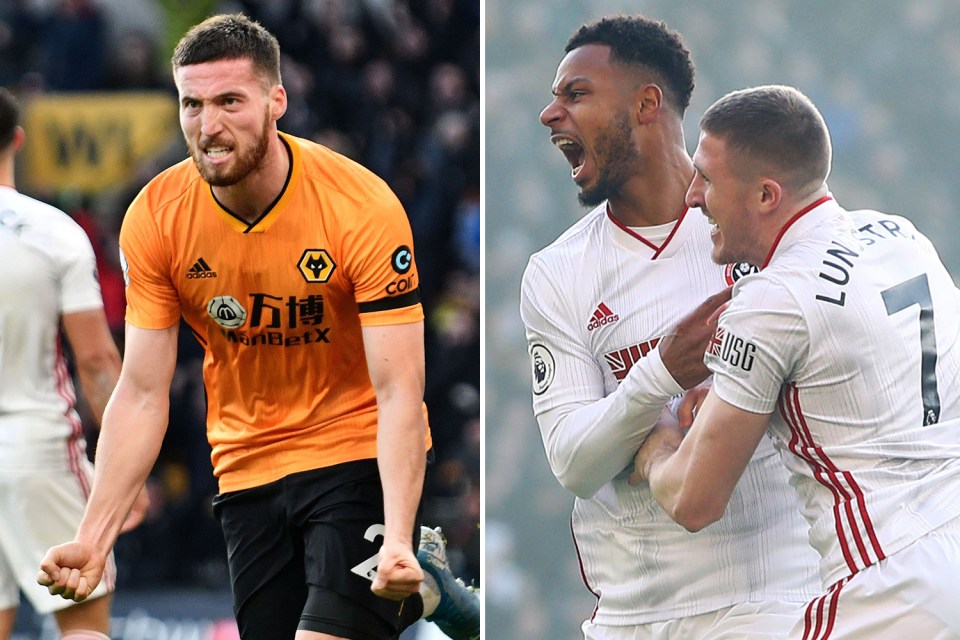 Wolves and Sheffield United now sit sixth and seventh in the Premier League table