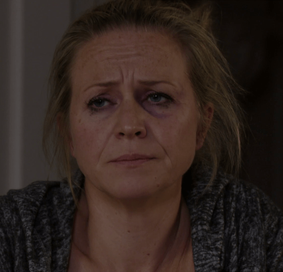  A haunted-looking Linda Carter returned to EastEnders in tonight's episode