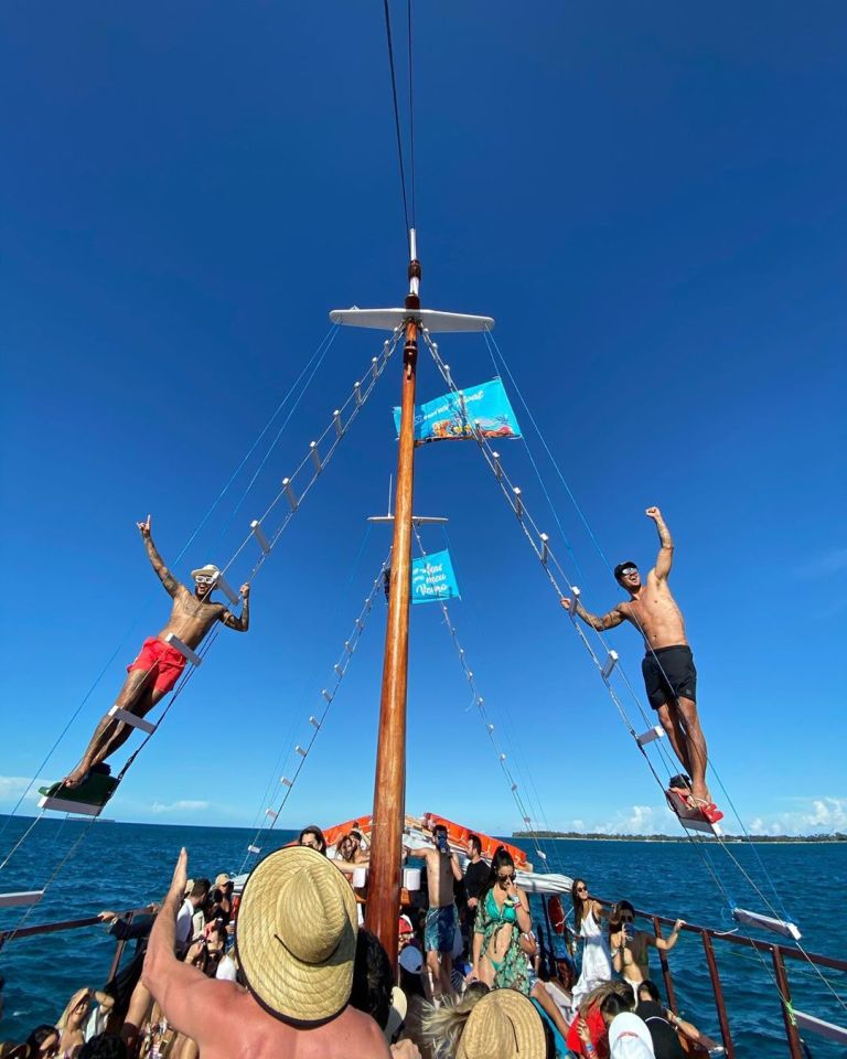  Neymar enjoyed a boat trip with Brazilian surfer Gabriel Medina and pals during a short break in his home country